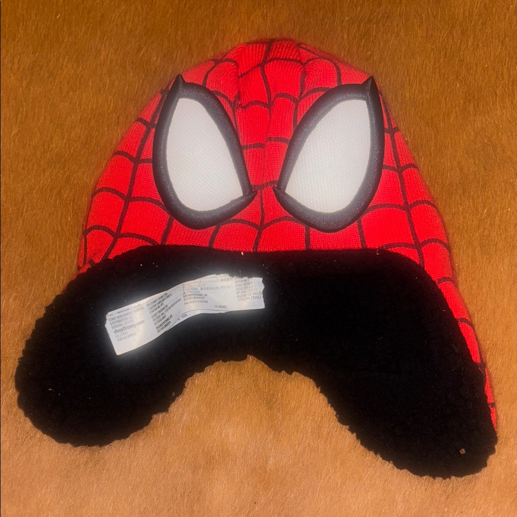 Marvel Spider-Man Red And Black Knit Trapper Hat With Sherpa Lining Covers Ears